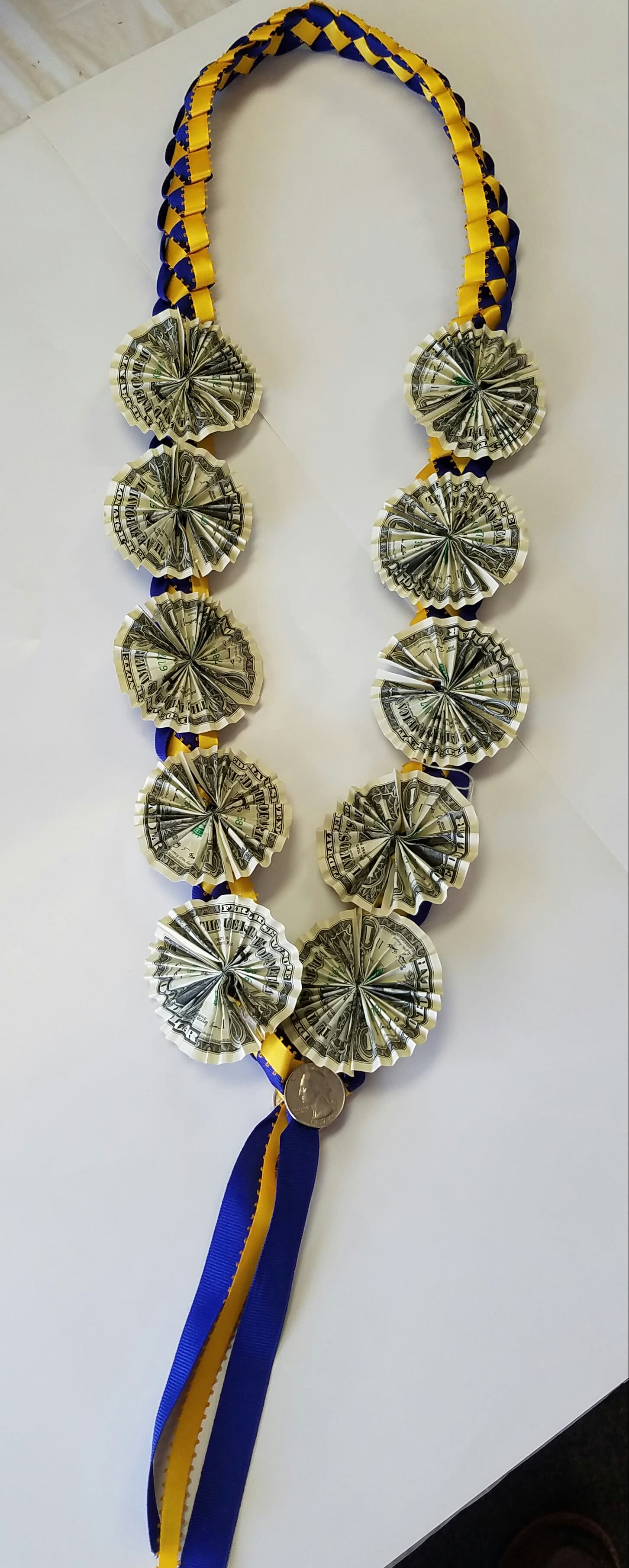 Graduation Money Lei Blue And Gold In Downey Ca Downey - graduation money lei blue and gold